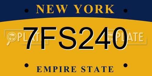7FS240 New York License Plate
