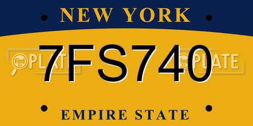 7FS740 New York License Plate