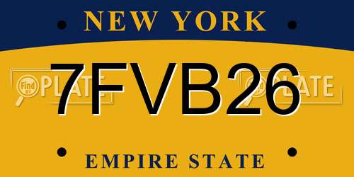 7FVB26 New York License Plate