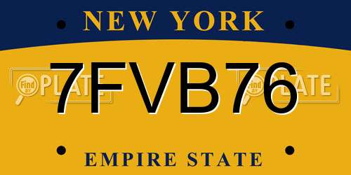 7FVB76 New York License Plate