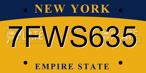 7FWS635 New York License Plate