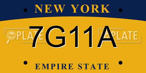 7G11A New York License Plate