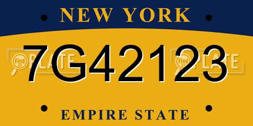 7G42123 New York License Plate
