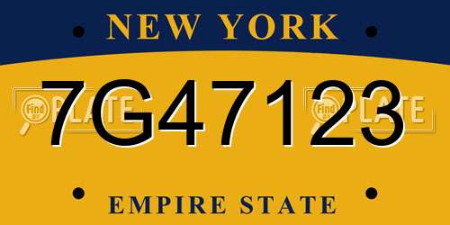 7G47123 New York License Plate