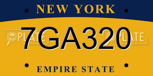 7GA320 New York License Plate