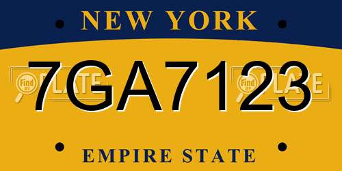 7GA7123 New York License Plate
