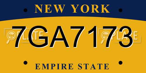 7GA7173 New York License Plate