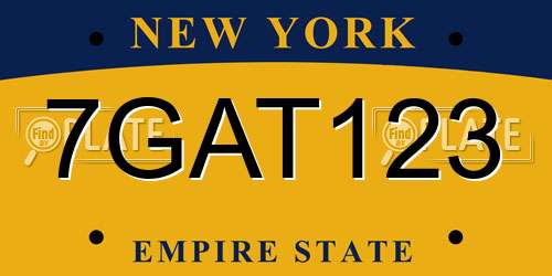 7GAT123 New York License Plate