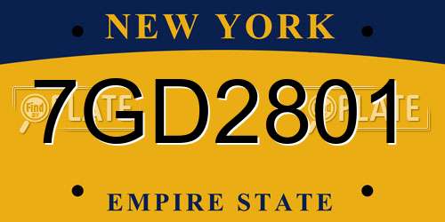 7GD2801 New York License Plate