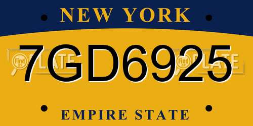 7GD6925 New York License Plate