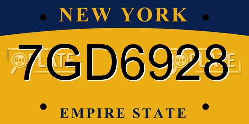 7GD6928 New York License Plate