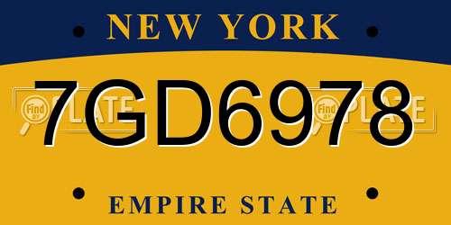 7GD6978 New York License Plate