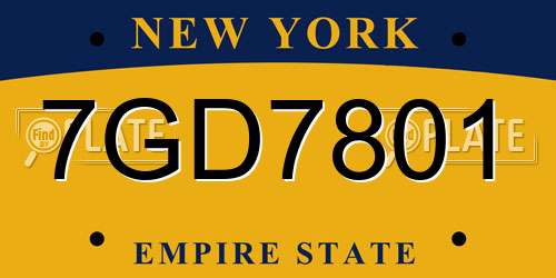7GD7801 New York License Plate