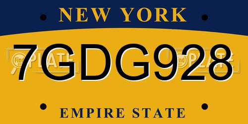 7GDG928 New York License Plate
