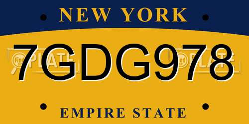 7GDG978 New York License Plate