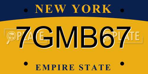7GMB67 New York License Plate