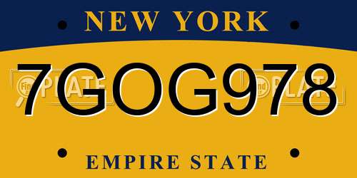 7GOG978 New York License Plate