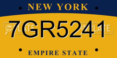 7GR5241 New York License Plate