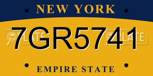 7GR5741 New York License Plate