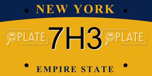 7H3 New York License Plate