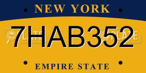 7HAB352 New York License Plate