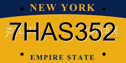 7HAS352 New York License Plate
