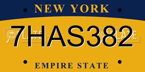 7HAS382 New York License Plate