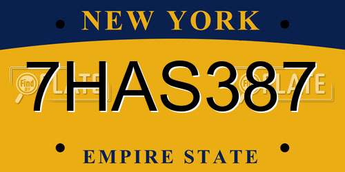 7HAS387 New York License Plate