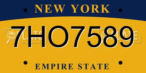 7HO7589 New York License Plate