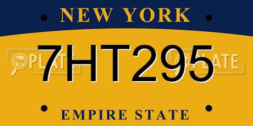 7HT295 New York License Plate