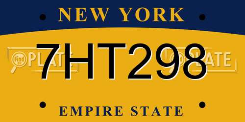 7HT298 New York License Plate