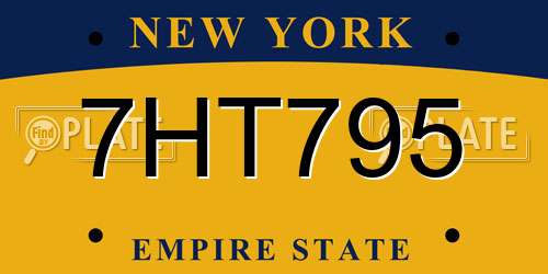 7HT795 New York License Plate