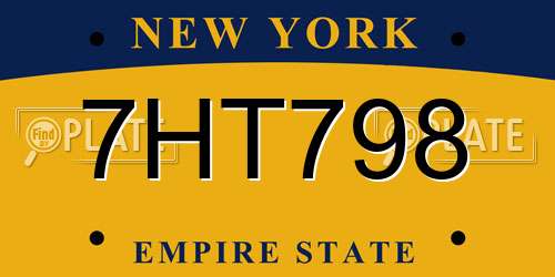 7HT798 New York License Plate