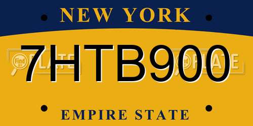 7HTB900 New York License Plate