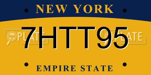 7HTT95 New York License Plate