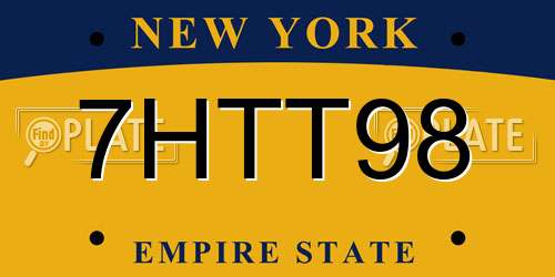 7HTT98 New York License Plate