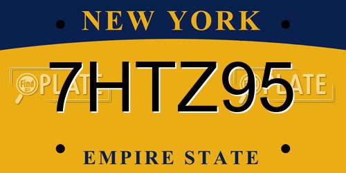 7HTZ95 New York License Plate