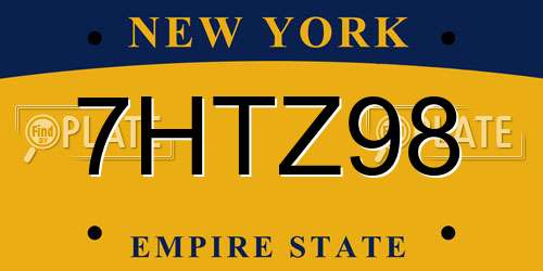 7HTZ98 New York License Plate
