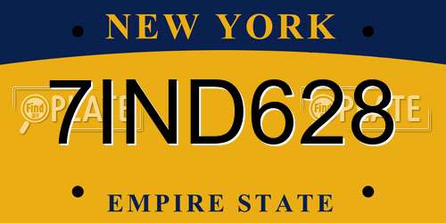 7IND628 New York License Plate
