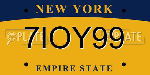 7IOY99 New York License Plate