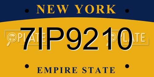 7IP9210 New York License Plate