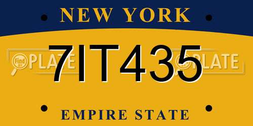 7IT435 New York License Plate