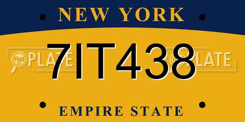 7IT438 New York License Plate