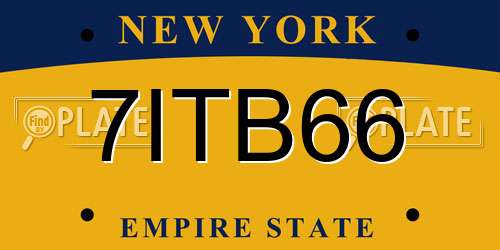 7ITB66 New York License Plate