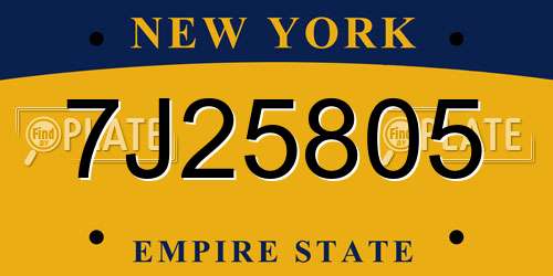 7J25805 New York License Plate