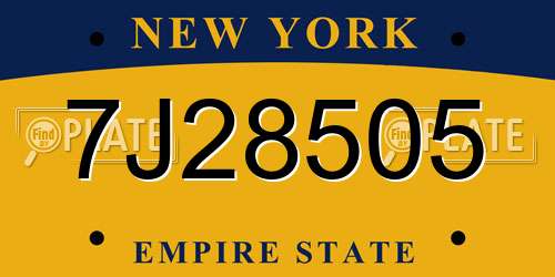 7J28505 New York License Plate