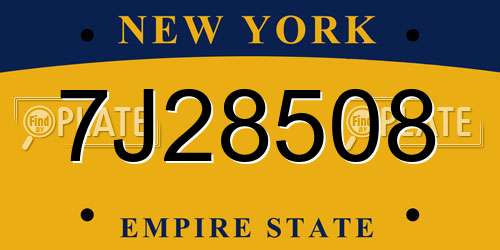 7J28508 New York License Plate
