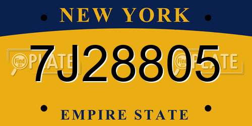 7J28805 New York License Plate