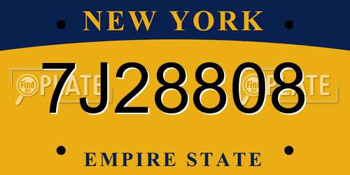 7J28808 New York License Plate