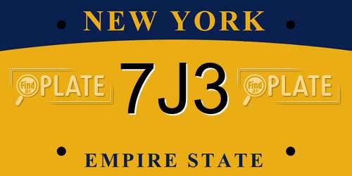 7J3 New York License Plate